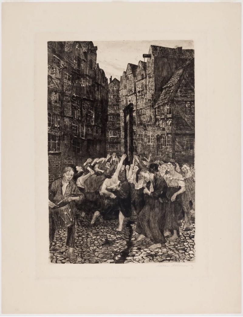 展览现场,珂勒惠支作品《母亲》(the mothers)1918年,十一月革命爆发