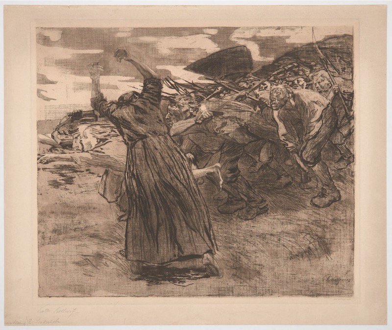 珂勒惠支，“农民战争”中的《反抗》。这幅大型版画的焦点是“黑人安娜”