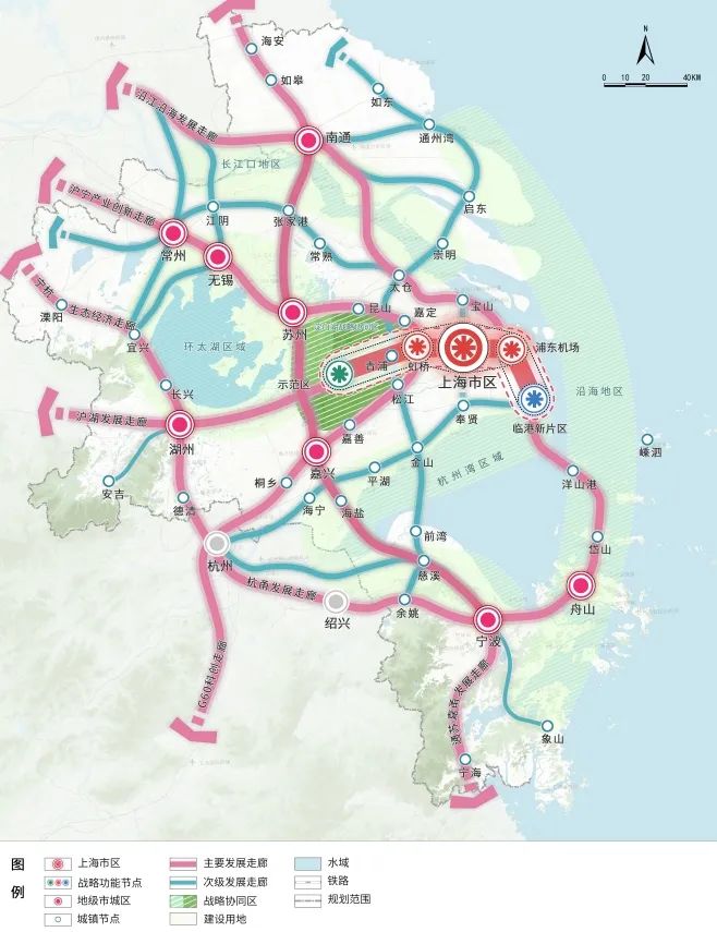 上海大都市圈功能体系规划图。（图/上海市人民政府官网）