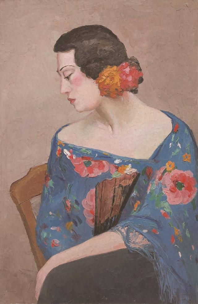 潘玉良油画《戴花执扇的女人》石建邦今年是中法建交60周年.