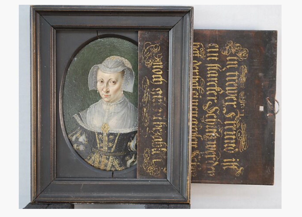 归于小路德格·汤姆·林(德国),《带有滑动画封的女子肖像;滑动肖像画