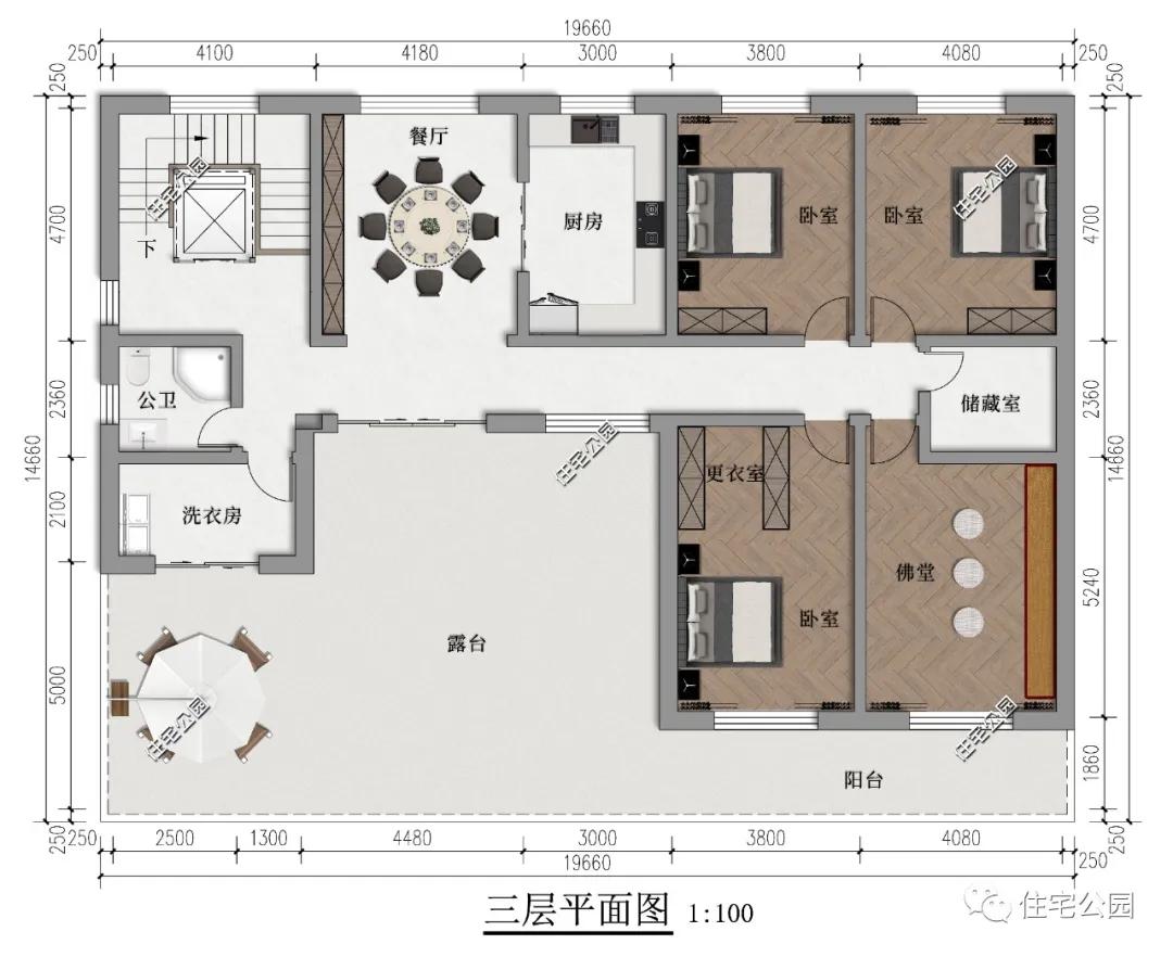 123㎡建筑面积:481㎡户型亮点:架空层设计,独立办公区,小面宽10占地