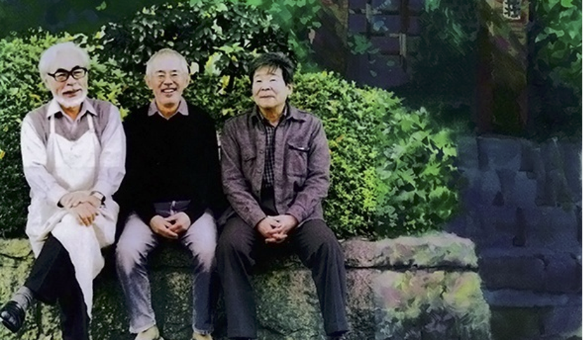 宫崎骏与吉卜力动画监督铃木敏夫以及挚友导演高畑勋。
