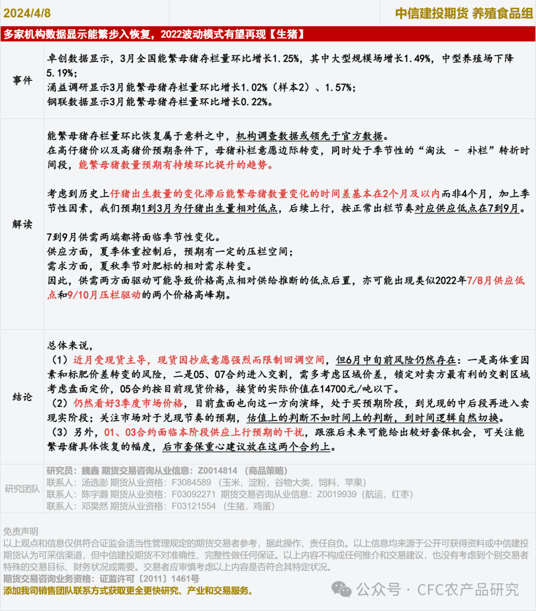 【生猪快评】如何看待能繁母猪环比恢复