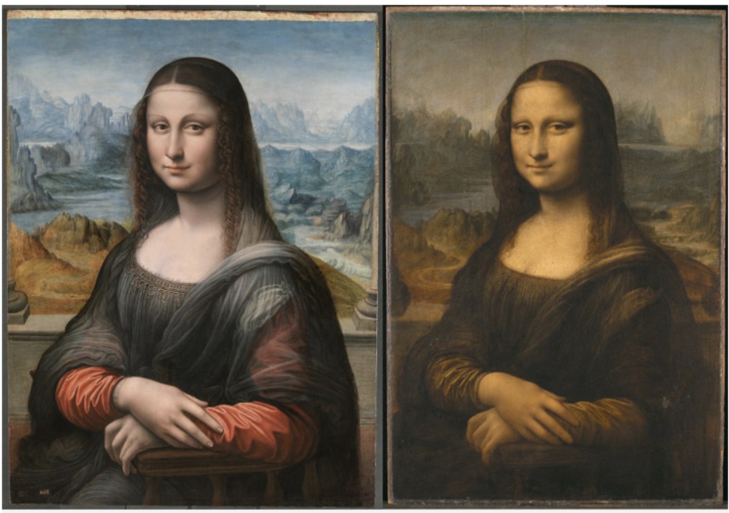 普拉多《蒙娜丽莎》（左）和卢浮宫《蒙娜丽莎》