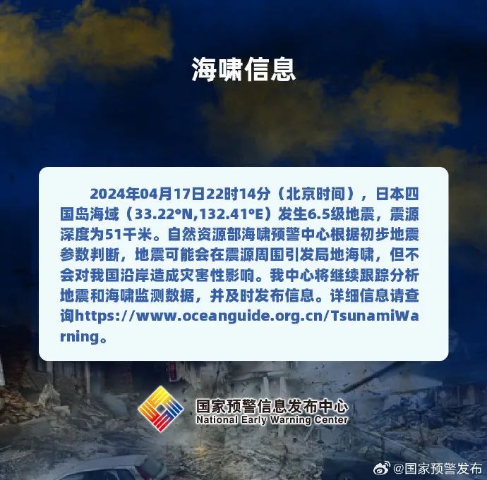 来源：中国地震台网速报、央视新闻、@国家预警发布