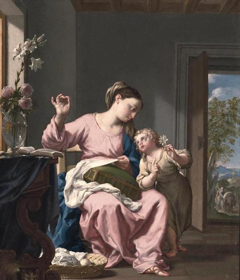 弗朗切斯科·特雷维萨尼《缝纫中的圣母》 （Madonna Sewing），约1692–1700年