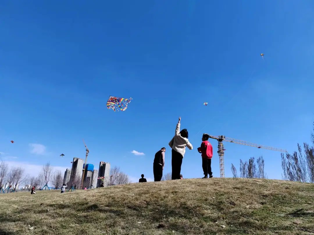 4月14日，乌鲁木齐市民在户外放风筝。来源：@Mo