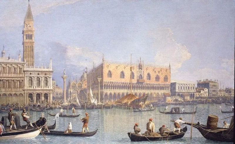 卡纳莱托《威尼斯总督府景观》（View of the Ducal Palace in Venice），约1735-1750年