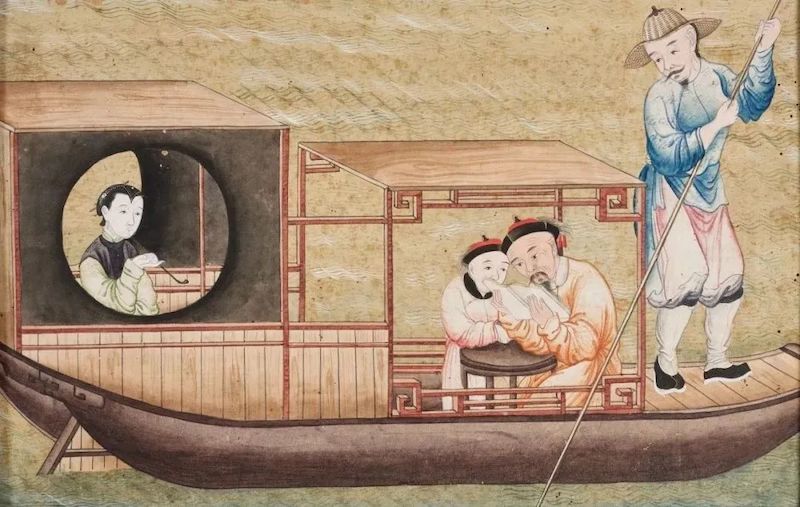 中国外销画（中国工艺制品），《乘船旅行》（Boat Trip），约1770年