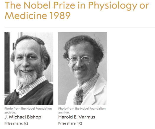 ▲1989年诺贝尔生理学或医学奖得主（图片来源：诺贝尔奖官网）