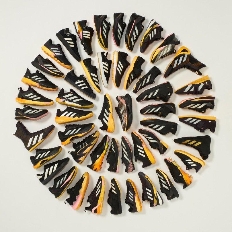 阿迪达斯为巴黎奥运会设计的49双运动鞋。（图片来源：阿迪达斯）