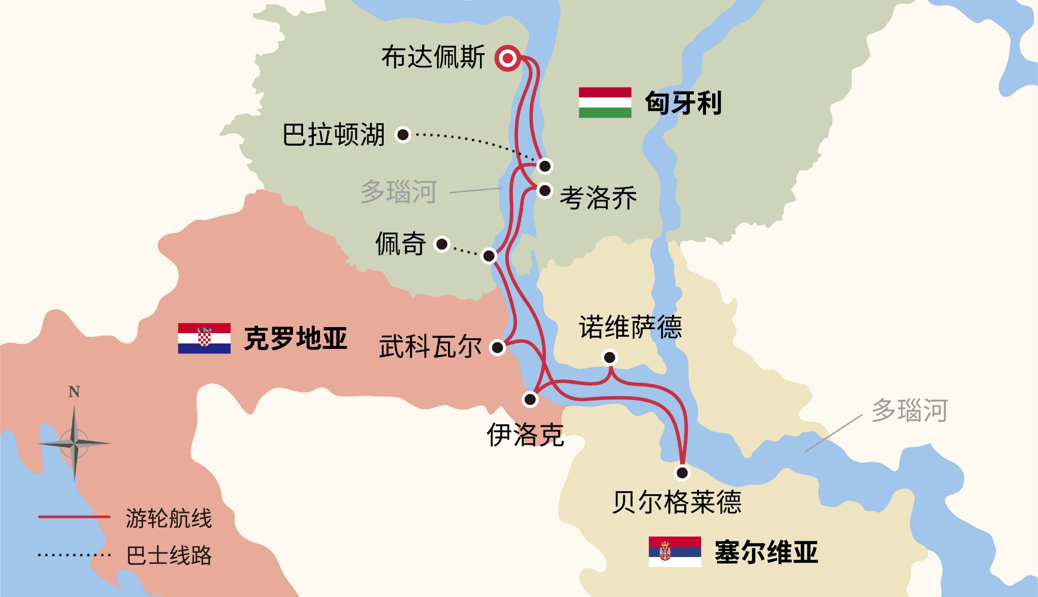 2024年维京游轮“11日东欧发现之旅”航线图