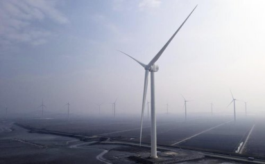 图为韩国斗山集团在韩国国内首次开发的8MW海上风力发电机 图源：韩媒报道配图