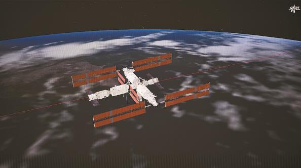 神舟十八号飞船和空间站组合体的模拟画面 新华社 发