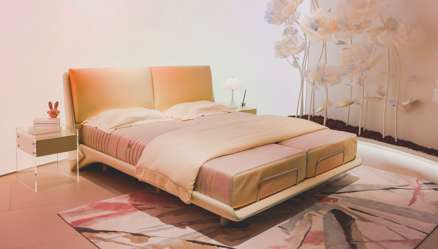 喜临门新品牌AISE宝褓产品，同样使用了当下普遍的双人床垫分离设计。（图片来源：喜临门）