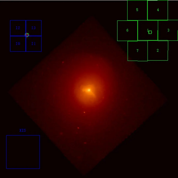 图4 后随X射线望远镜（FXT）对梅西耶87（M87）椭圆星系观测图像（X射线数据版权EP科学中心）