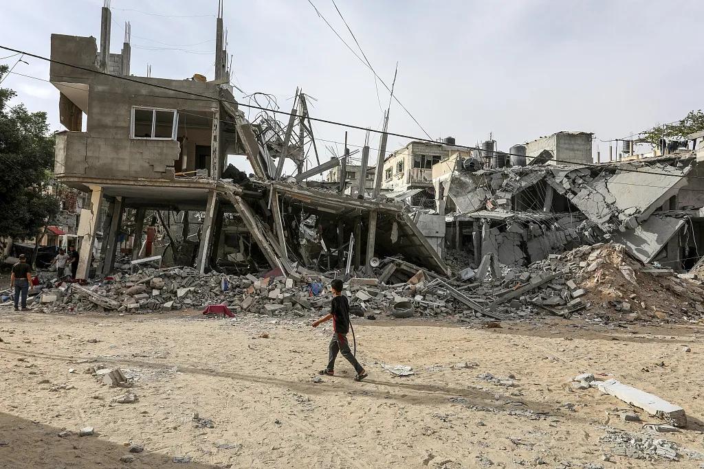 当地时间4月25日，加沙地带拉法。图源：央视新闻客户端