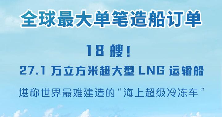 18艘27.1万方LNG运输船！中国企业拿下全球最大单笔造船订单