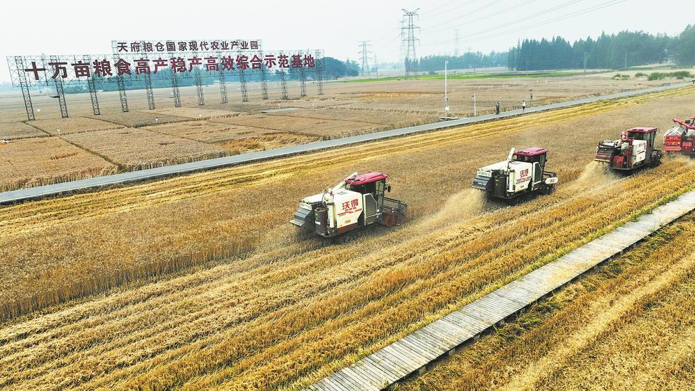 多台收割机同时作业