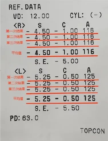 电脑验光仪一般对每只眼自动测量3次,取平均值.