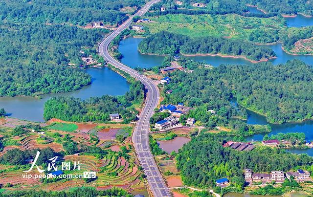 江西瑞金:路在景中延 车在绿中行