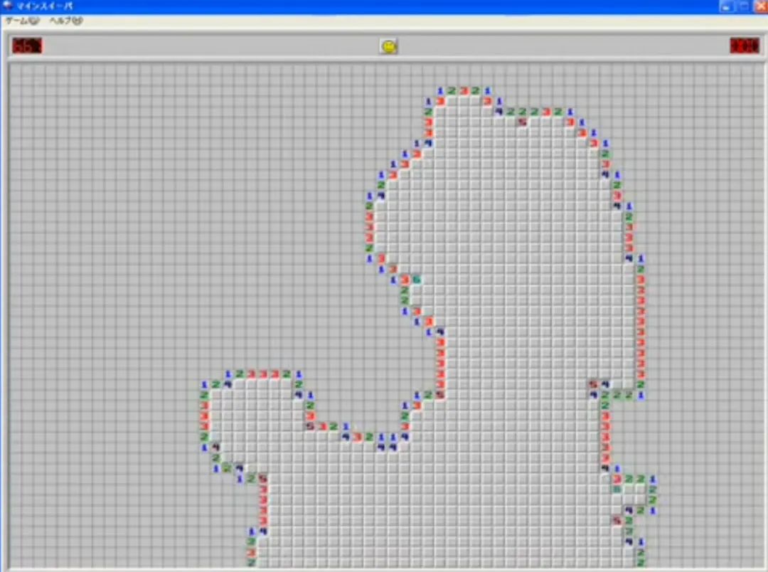 有日本玩家用扫雷,一关一关硬生生堆出来的《bad apple!》.