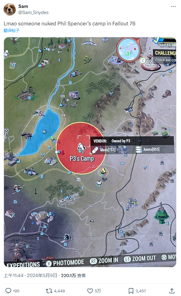 了一座属于"p3",也就是斯宾塞的营地,在地图上被大号鲜红色圆圈笼罩