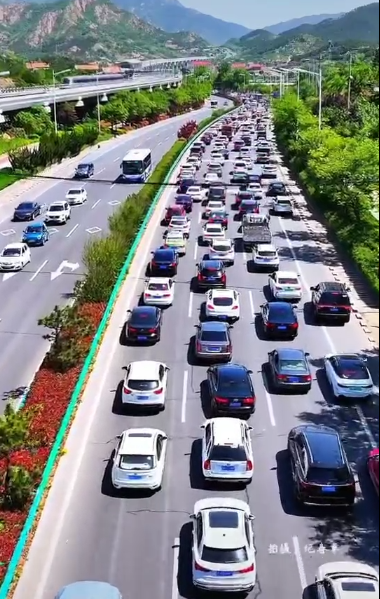 "感觉全青岛的人都进了山",路上堵堵堵出了十八道弯!