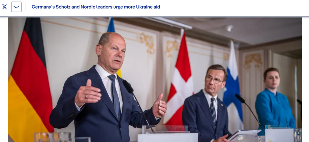 朔尔茨与乌尔夫·克里斯特松会面(图片截取自《德国之声》)14日,美国