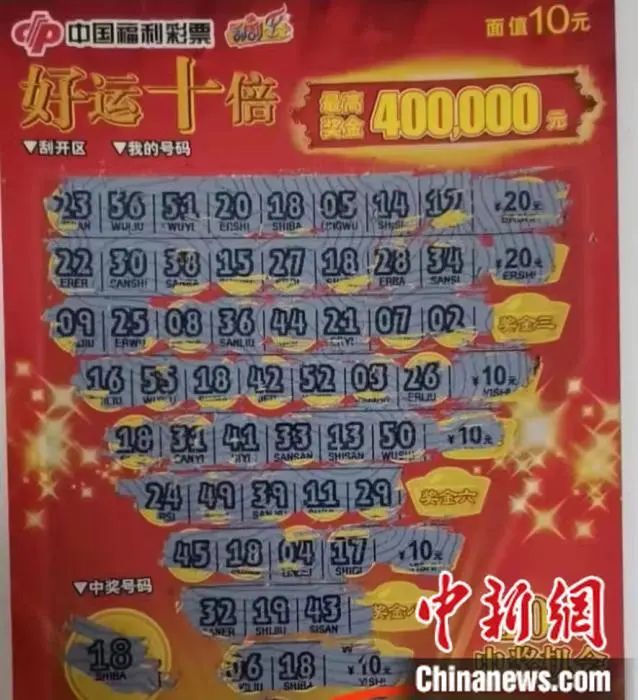 一张中奖了的刮刮乐.