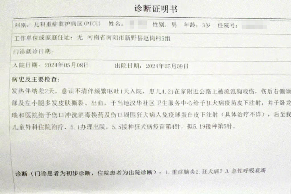 被恶犬咬伤离世男童母亲:仍无犬主线索