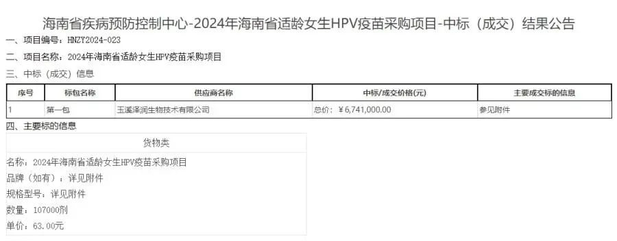 截图自海南省政府采购网