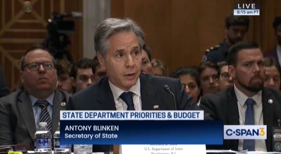 布林肯承认以色列“不能或不愿”参与，视频截图