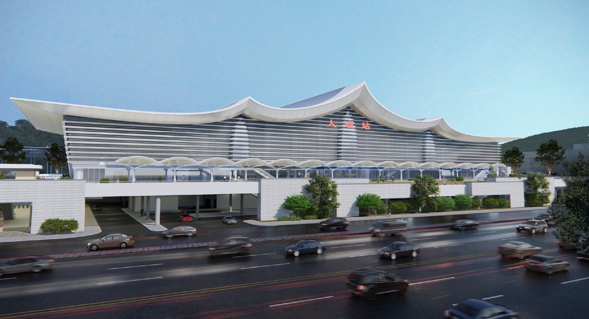 云南大理新建火车站主体结构完工