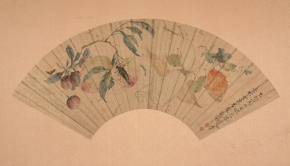 (清)刘德六《果虫》扇面