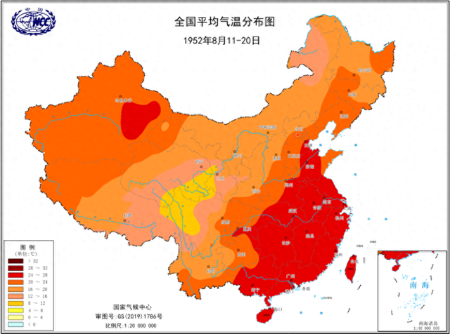新中国首次高考在1952年8月中旬举行.当年高考期间,全国平均气温为17.