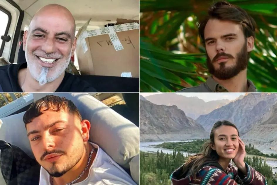 以军本次营救出的四名遭扣押人员，右下即为中以混血诺亚·阿加玛尼（以色列时报）