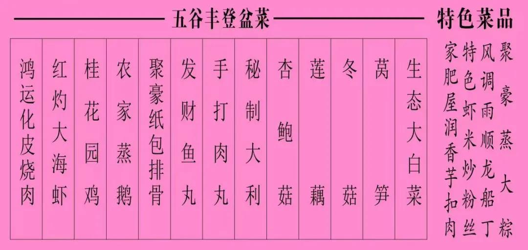 此外,叠滘龙船饭还有"五谷丰登盆菜",正所谓"鸡鸭鱼肉虾丸菇"样样都有
