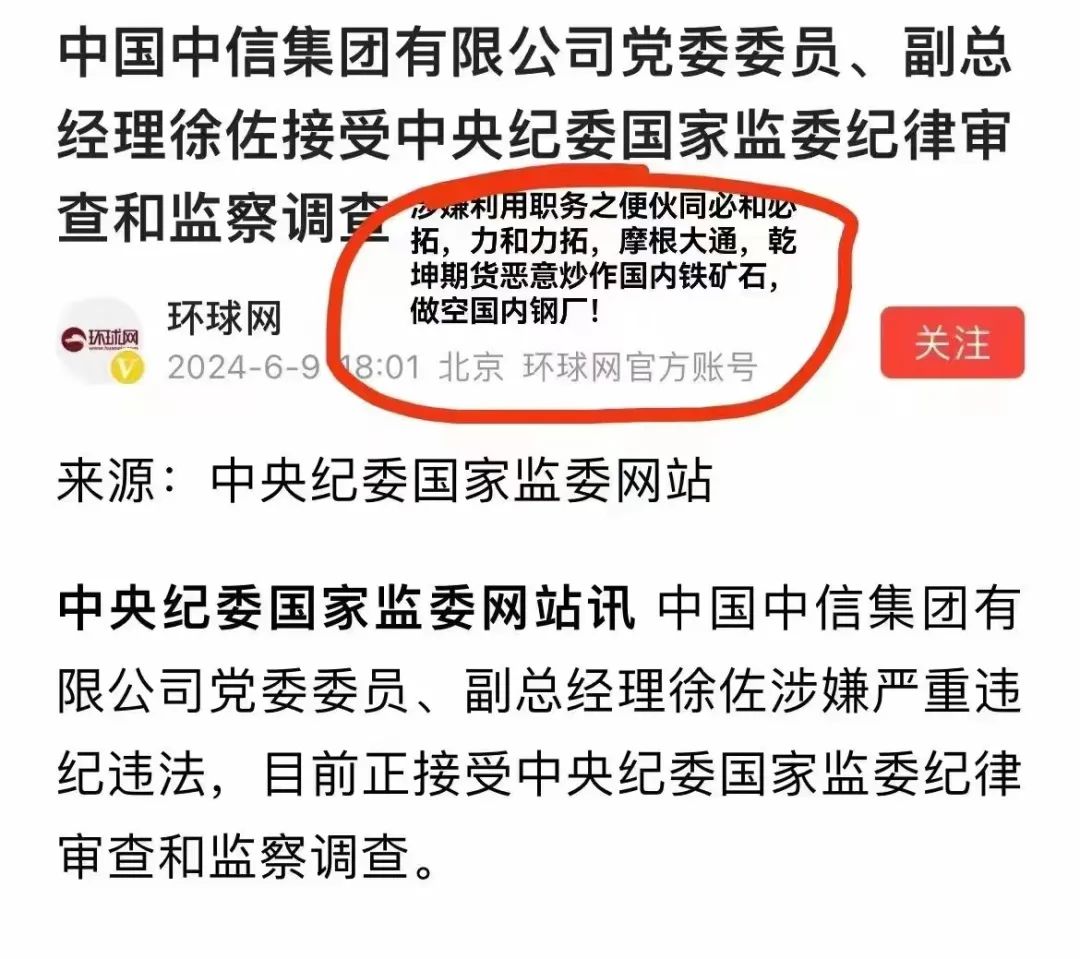 中国"铝车轮"之父徐佐被查  或不涉操纵铁矿石期货