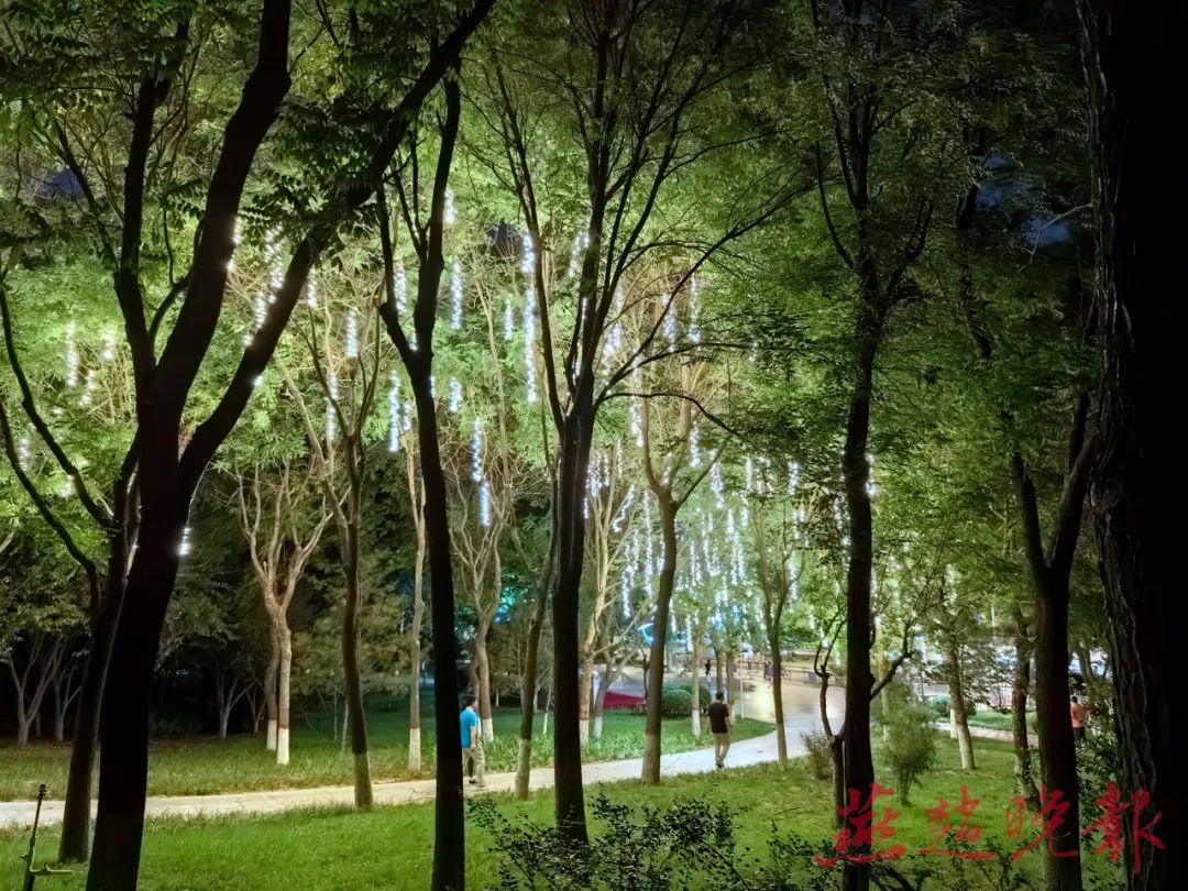 柏林公园山体亮化后,夜景更加绚丽.