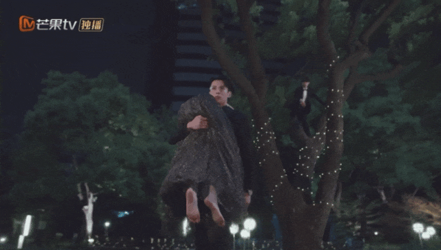 霸总单手扛人，连远处树上的人都看呆了。（图/《以爱为营》）