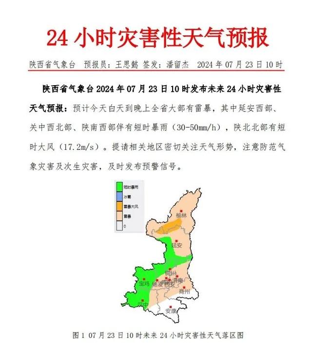 县,白水县发生山洪灾害可能性较大(黄色预警);韩城市,合阳县,蒲城县