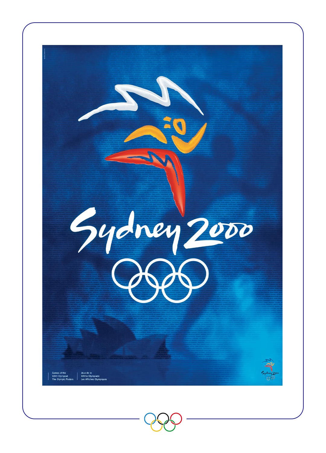 2000年悉尼奥运会海报上的千年人是一个用回飞棒组成的动态人物,中心