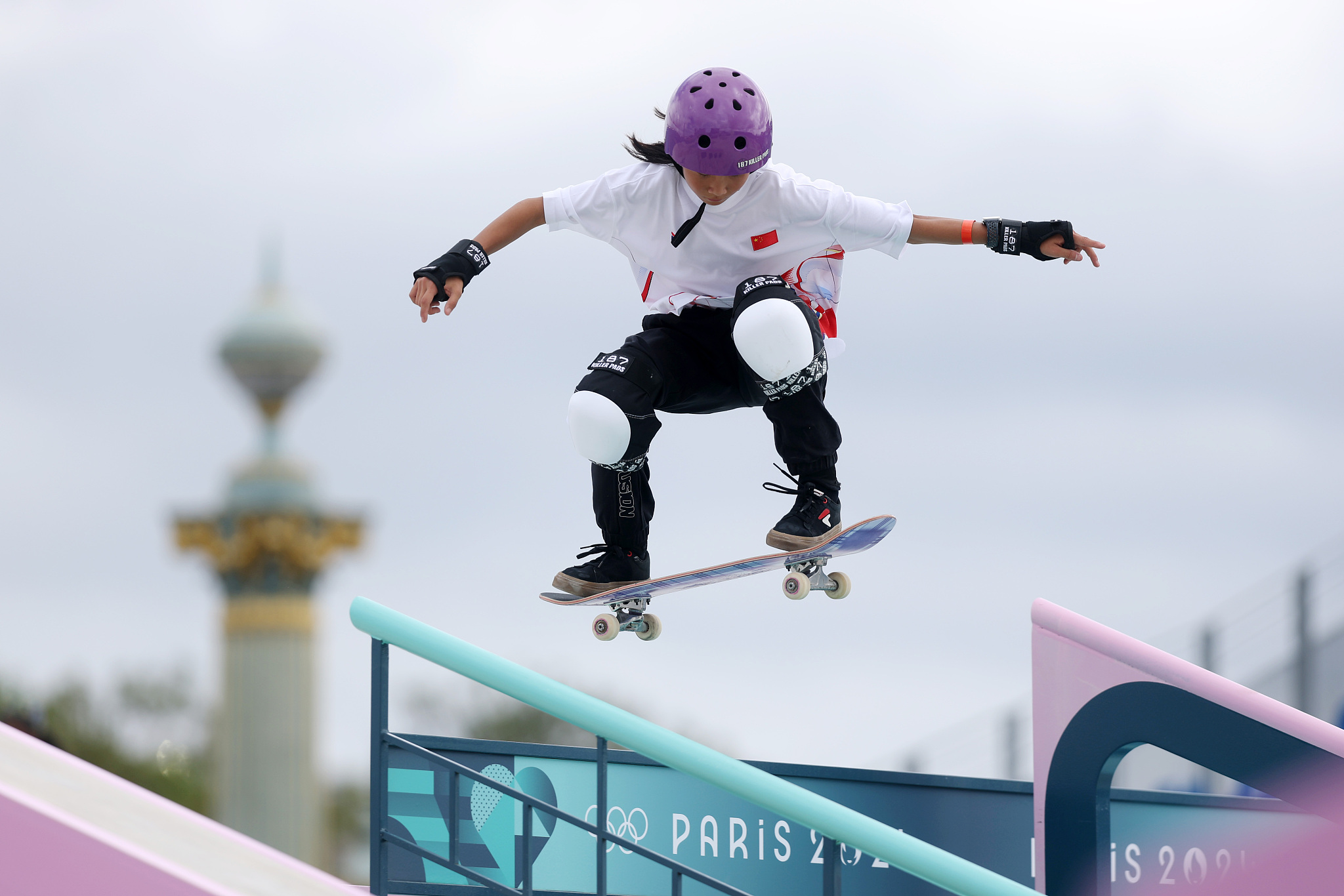 北京时间7月28日,2024年奥运会女子街式滑板决赛中,14