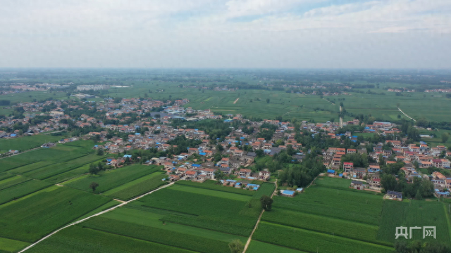 航拍下的河南省商丘市睢县,村庄错落有序(央广网发 任博文 摄)