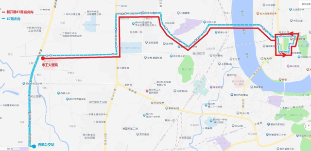 67路和67路区间车走向图