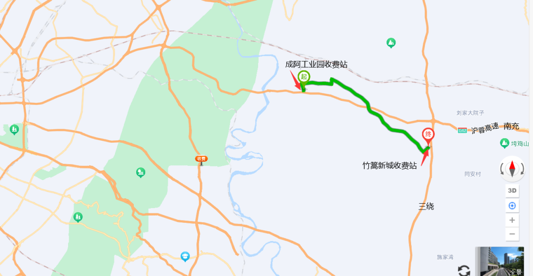g5013渝蓉高速公路→sa3成都都市圈环线高速公路→g42沪蓉高速公路