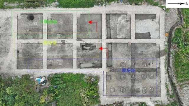 荪湖遗址发掘三期房址分布示意。宁波市文化遗产管理研究院供图