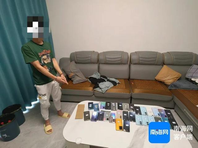 儋州警方抓获的涉案嫌疑人及作案工具（儋州警方供图）